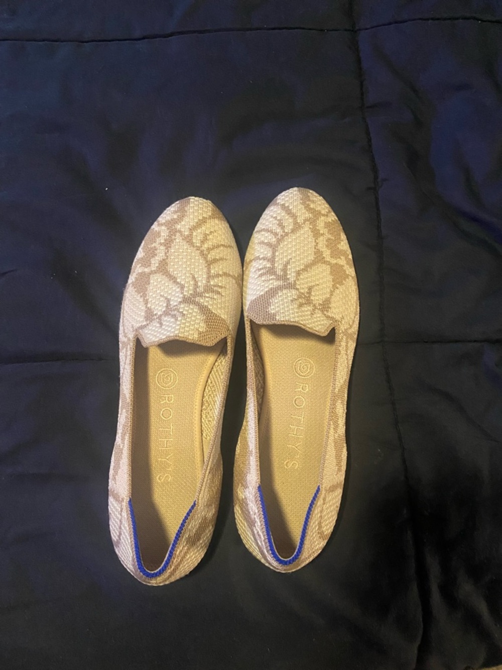 Rothy's Tan Floral Knit Slip-On Loafers